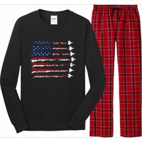 Fighter Jet Airplane Usa Flag Long Sleeve Pajama Set