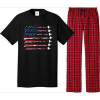 Fighter Jet Airplane Usa Flag Pajama Set