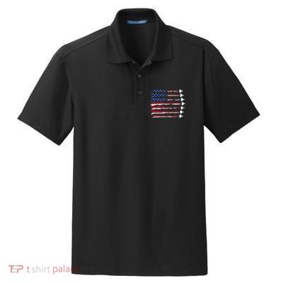Fighter Jet Airplane Usa Flag Dry Zone Grid Polo