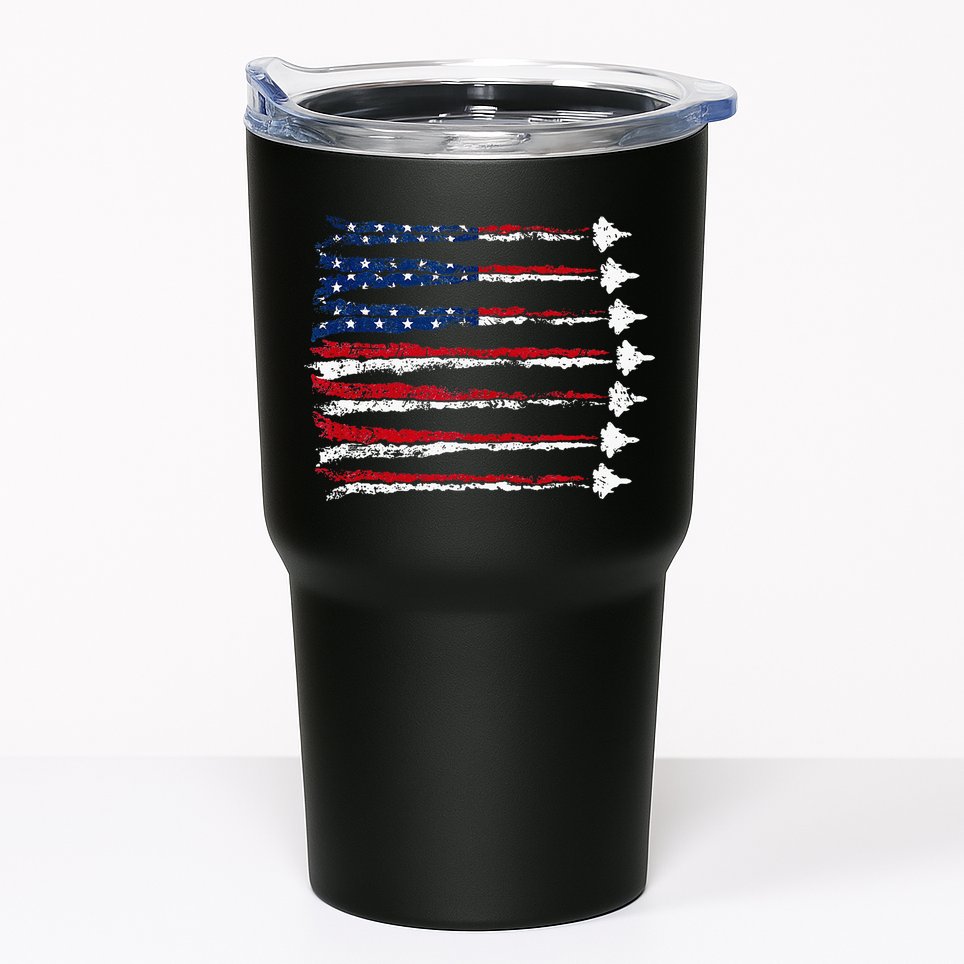 Fighter Jet Airplane Usa Flag Tumbler