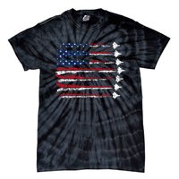 Fighter Jet Airplane Usa Flag Tie-Dye T-Shirt