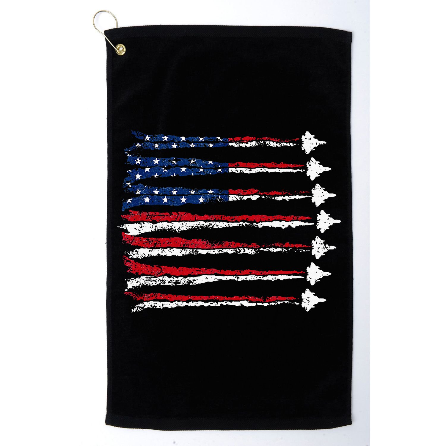Fighter Jet Airplane Usa Flag Golf Towel