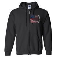 Fighter Jet Airplane Usa Flag Full Zip Hoodie