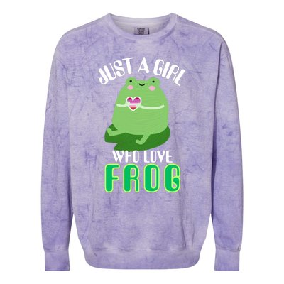 Frog Just A Girl Who Loves Frogs Funny Frog Lover Gift Colorblast Crewneck Sweatshirt