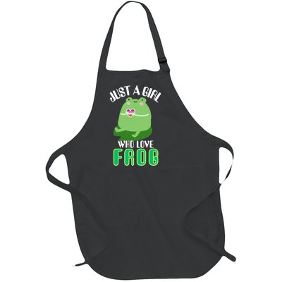 Frog Just A Girl Who Loves Frogs Funny Frog Lover Gift Full-Length Apron With Pockets