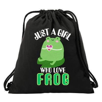 Frog Just A Girl Who Loves Frogs Funny Frog Lover Gift Drawstring Bag