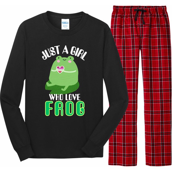 Frog Just A Girl Who Loves Frogs Funny Frog Lover Gift Long Sleeve Pajama Set