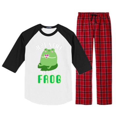 Frog Just A Girl Who Loves Frogs Funny Frog Lover Gift Raglan Sleeve Pajama Set