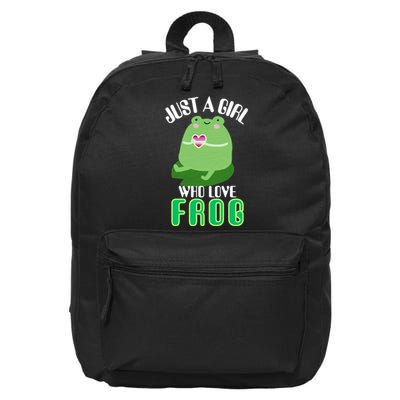 Frog Just A Girl Who Loves Frogs Funny Frog Lover Gift 16 in Basic Backpack