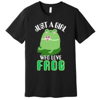 Frog Just A Girl Who Loves Frogs Funny Frog Lover Gift Premium T-Shirt