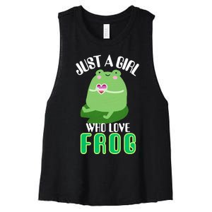 Frog Just A Girl Who Loves Frogs Funny Frog Lover Gift Women's Racerback Cropped Tank