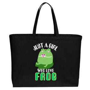 Frog Just A Girl Who Loves Frogs Funny Frog Lover Gift Cotton Canvas Jumbo Tote