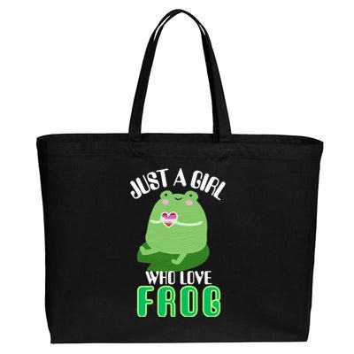 Frog Just A Girl Who Loves Frogs Funny Frog Lover Gift Cotton Canvas Jumbo Tote