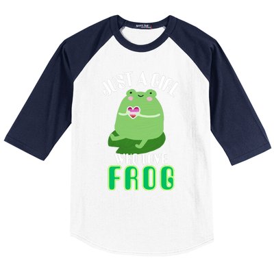 Frog Just A Girl Who Loves Frogs Funny Frog Lover Gift Baseball Sleeve Shirt