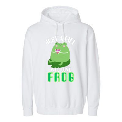 Frog Just A Girl Who Loves Frogs Funny Frog Lover Gift Garment-Dyed Fleece Hoodie