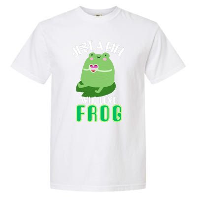 Frog Just A Girl Who Loves Frogs Funny Frog Lover Gift Garment-Dyed Heavyweight T-Shirt