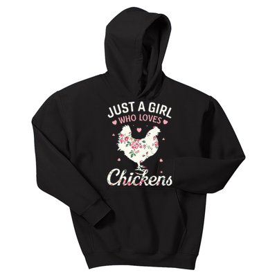 Funny Just A Who Loves Chickens Floral Farmer Kids Hoodie