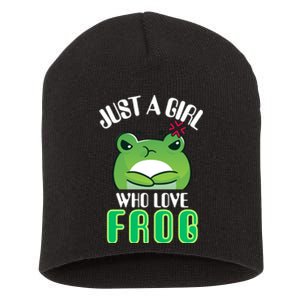 Frog Just A Girl Who Loves Frogs Funny Frog Lover Gift Short Acrylic Beanie