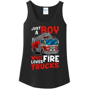 Firefighter Just A Boy Who Loves Fire Trucks Ladies Essential Tank