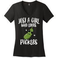 Funny Just A Girl Who Loves Pickles Gift Pickle Gift Women's V-Neck T-Shirt