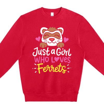 Ferret Just A Girl Who Loves Ferrets Premium Crewneck Sweatshirt