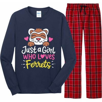 Ferret Just A Girl Who Loves Ferrets Long Sleeve Pajama Set