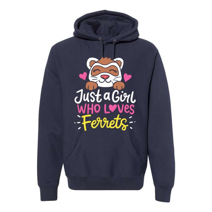 Ferret Just A Girl Who Loves Ferrets Premium Hoodie