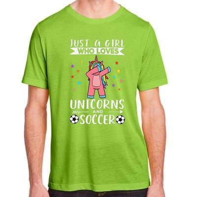 Funny Just A  Who Loves Unicorns And Soccer Adult ChromaSoft Performance T-Shirt