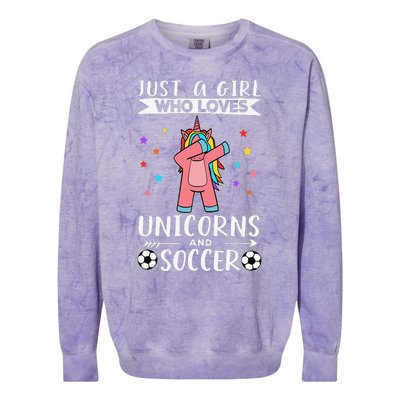 Funny Just A  Who Loves Unicorns And Soccer Colorblast Crewneck Sweatshirt