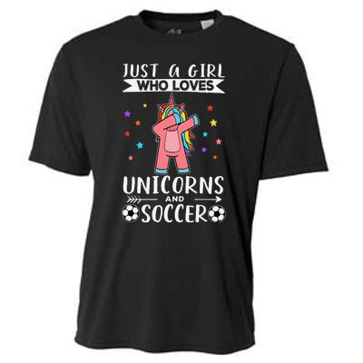 Funny Just A  Who Loves Unicorns And Soccer Cooling Performance Crew T-Shirt