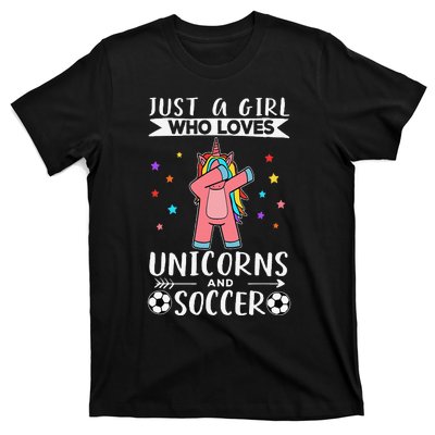 Funny Just A  Who Loves Unicorns And Soccer T-Shirt