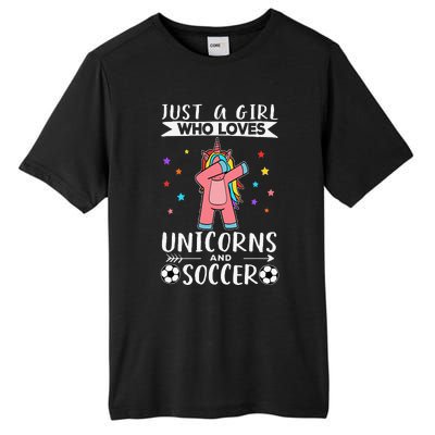 Funny Just A  Who Loves Unicorns And Soccer Tall Fusion ChromaSoft Performance T-Shirt