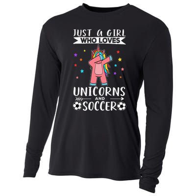 Funny Just A  Who Loves Unicorns And Soccer Cooling Performance Long Sleeve Crew