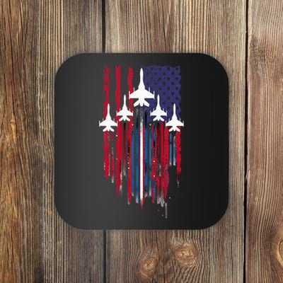 Fighter Jet Airplane American Flag Patriotic Coaster