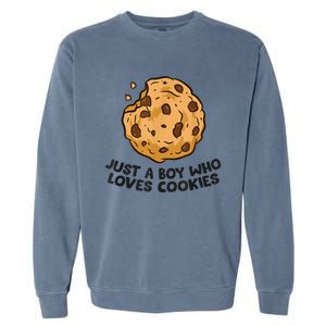 Funny Just A Boy Who Loves Cookies Gift Funny Chocolate Chip Cookies Gift Garment-Dyed Sweatshirt