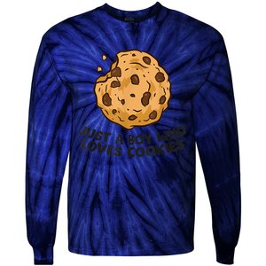 Funny Just A Boy Who Loves Cookies Gift Funny Chocolate Chip Cookies Gift Tie-Dye Long Sleeve Shirt