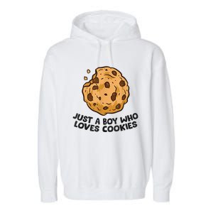 Funny Just A Boy Who Loves Cookies Gift Funny Chocolate Chip Cookies Gift Garment-Dyed Fleece Hoodie