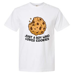 Funny Just A Boy Who Loves Cookies Gift Funny Chocolate Chip Cookies Gift Garment-Dyed Heavyweight T-Shirt