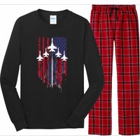 Fighter Jet Airplane American Flag Patriotic Long Sleeve Pajama Set