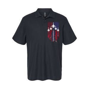 Fighter Jet Airplane American Flag Patriotic Softstyle Adult Sport Polo