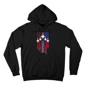 Fighter Jet Airplane American Flag Patriotic Tall Hoodie