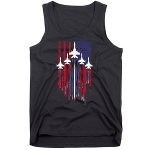 Fighter Jet Airplane American Flag Patriotic Tank Top