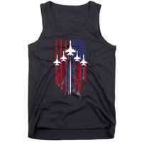 Fighter Jet Airplane American Flag Patriotic Tank Top