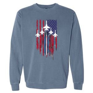 Fighter Jet Airplane American Flag Patriotic Garment-Dyed Sweatshirt