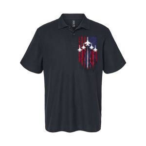 Fighter Jet Airplane American Flag Patriotic 4th Of July Softstyle Adult Sport Polo