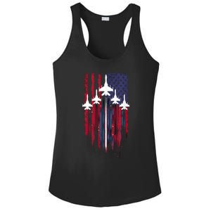 Fighter Jet Airplane American Flag Patriotic 4th Of July Ladies PosiCharge Competitor Racerback Tank