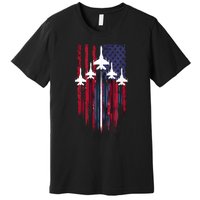 Fighter Jet Airplane American Flag Patriotic 4th Of July Premium T-Shirt