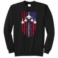 Fighter Jet Airplane American Flag Patriotic 4th Of July Tall Sweatshirt