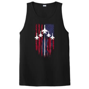 Fighter Jet Airplane American Flag Patriotic 4th Of July PosiCharge Competitor Tank