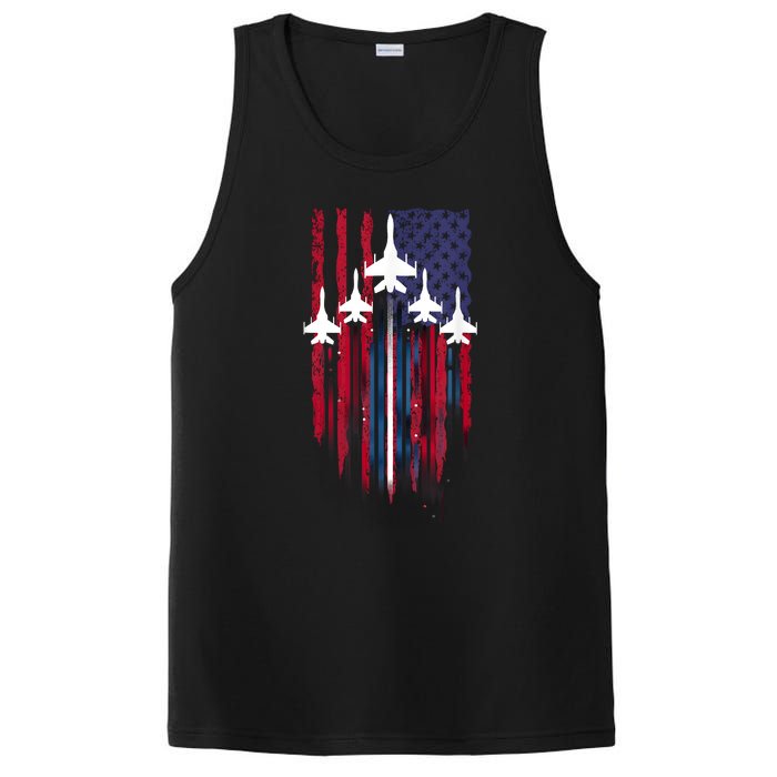 Fighter Jet Airplane American Flag Patriotic 4th Of July PosiCharge Competitor Tank